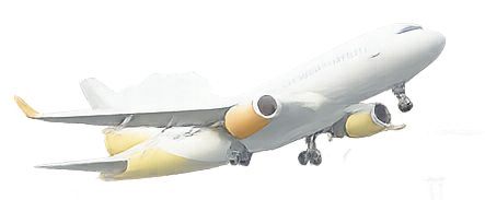 Flugzeug startet am Flughafen Wien
